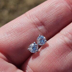 14K White Gold 3 Prong Lab Created Grown 4mm Diamond 1/2TCW Earring Studs